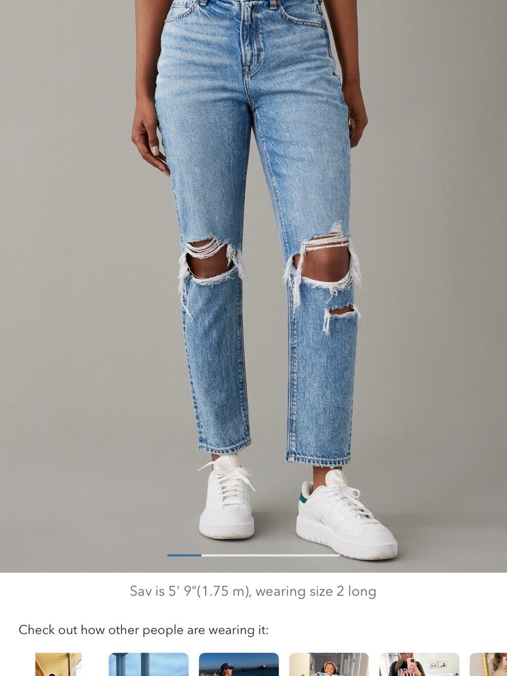 American Eagle Outfitters Light Blue High-Rise Ripped Jeans size 14 short